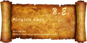 Mirgics Emil névjegykártya
